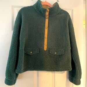 Fleece Sky Sherpa - Green and Brown Pullover Jacket